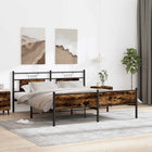 Bed frame without mattress smoked oak-coloured metal 160x200 cm