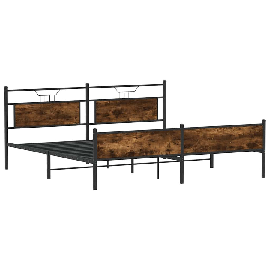 Bedframe zonder matras metaal gerookt eikenkleurig 183x213 cm