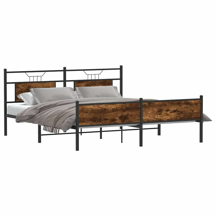 Bedframe zonder matras metaal gerookt eikenkleurig 183x213 cm