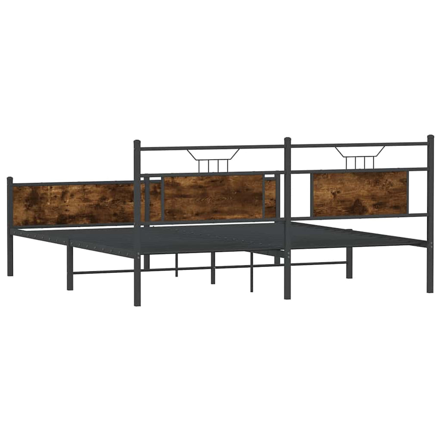 Bedframe zonder matras metaal gerookt eikenkleurig 183x213 cm