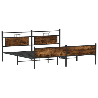 Bedframe zonder matras metaal gerookt eikenkleurig 193x203 cm