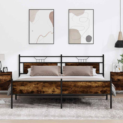 Bedframe zonder matras metaal gerookt eikenkleurig 193x203 cm