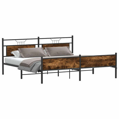 Bedframe zonder matras metaal gerookt eikenkleurig 193x203 cm