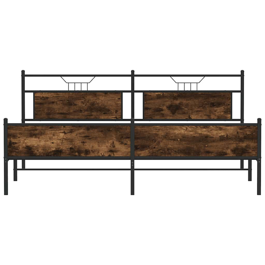 Bedframe zonder matras metaal gerookt eikenkleurig 193x203 cm