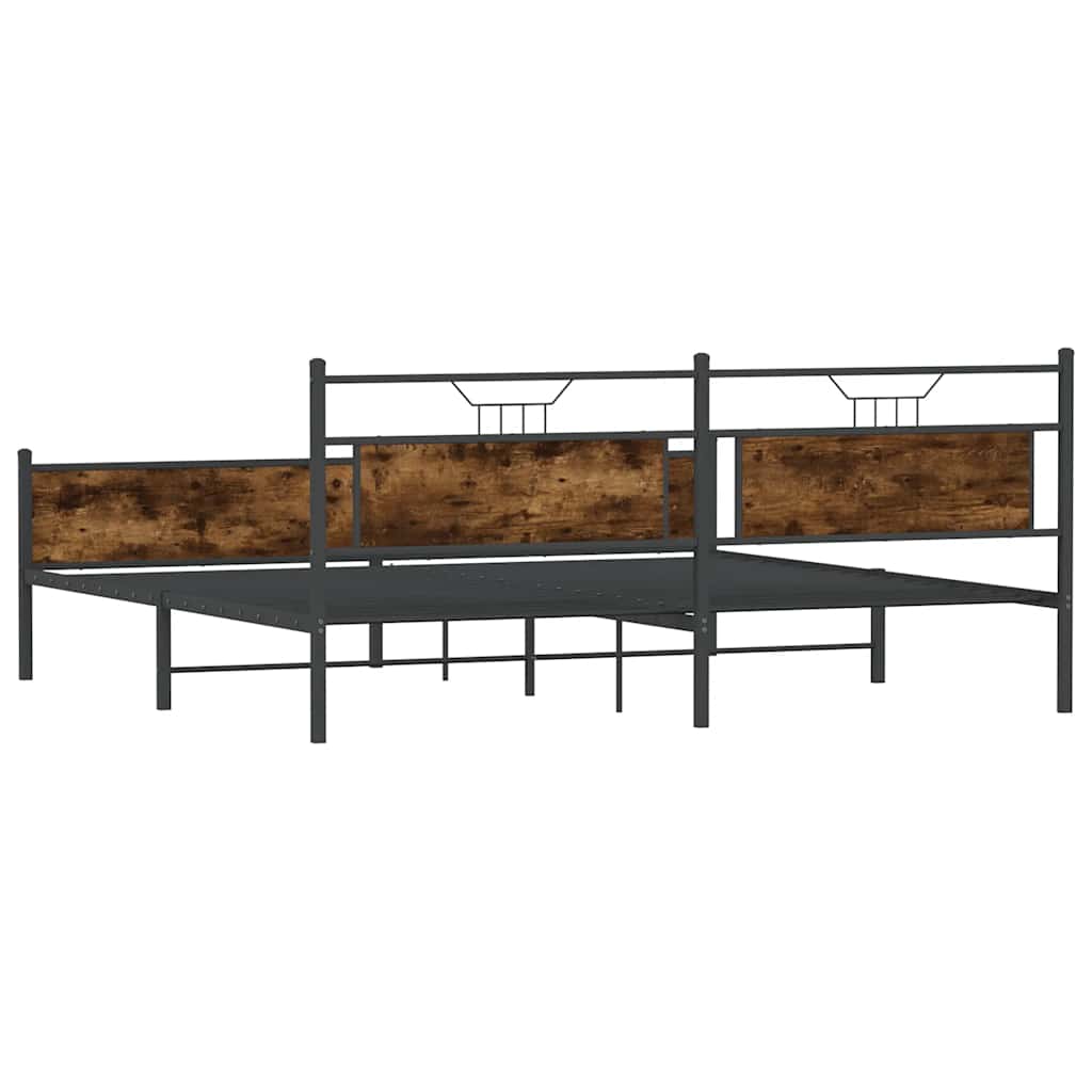 Bedframe zonder matras metaal gerookt eikenkleurig 193x203 cm
