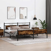 Bedframe metaal bewerkt hout gerookt eiken 193x203 cm