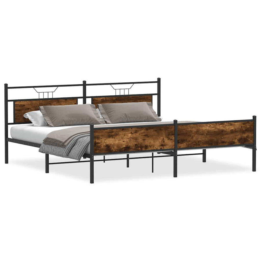 Bedframe zonder matras metaal gerookt eikenkleurig 200x200 cm