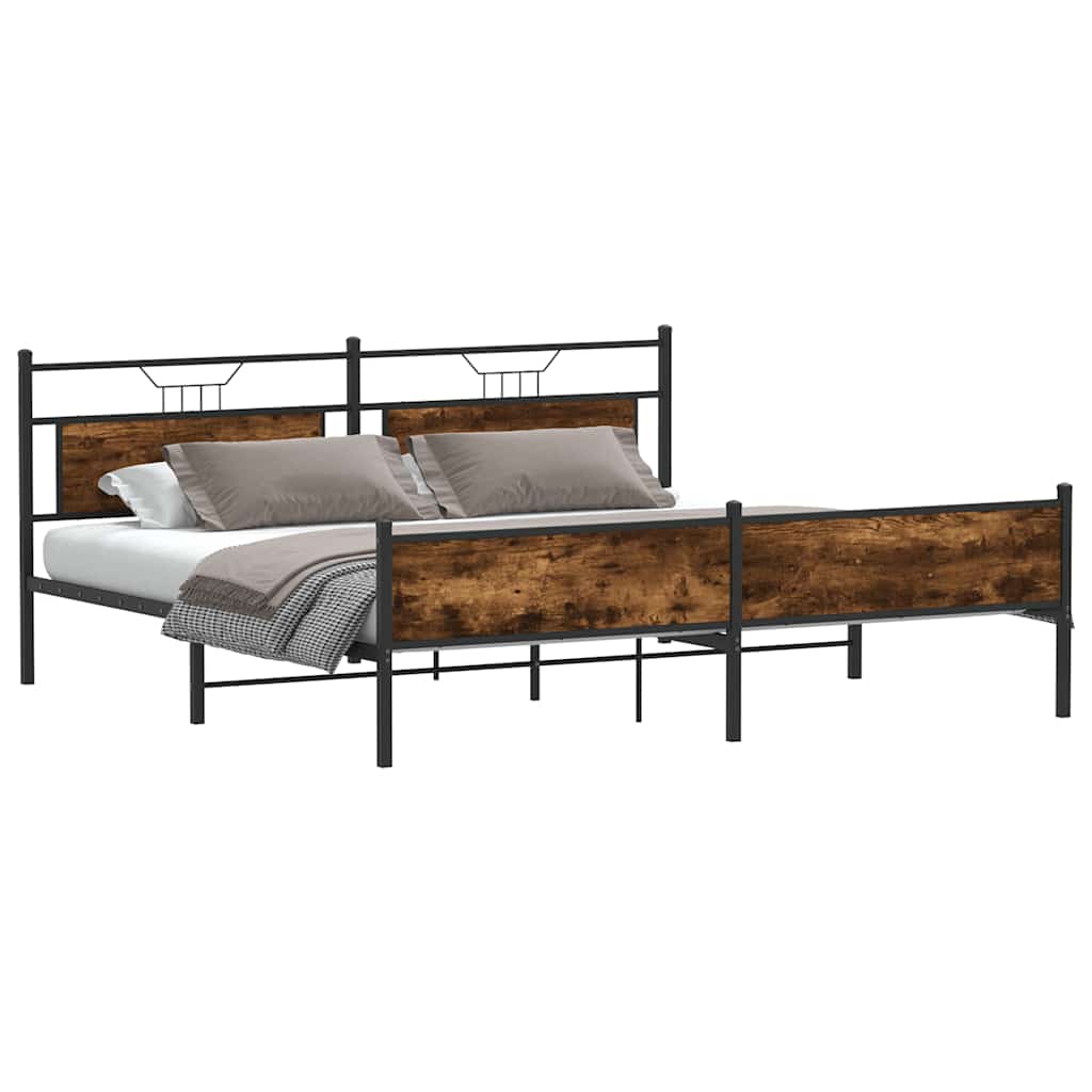 Bedframe zonder matras metaal gerookt eikenkleurig 200x200 cm