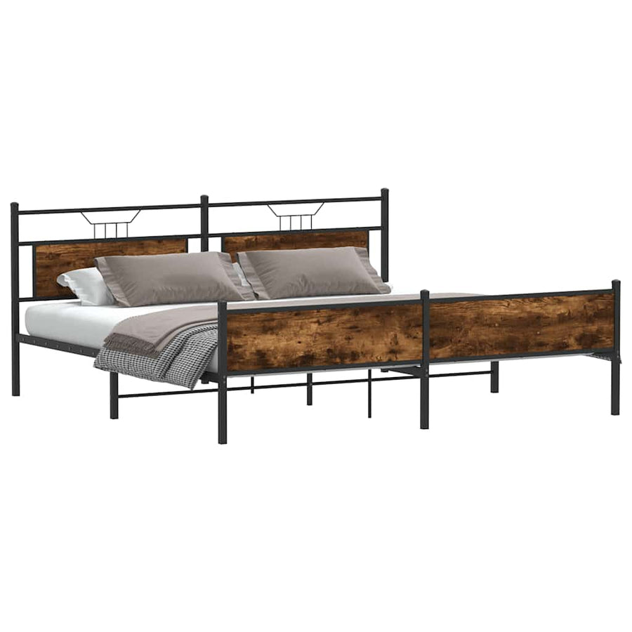 Bedframe zonder matras metaal gerookt eikenkleurig 200x200 cm