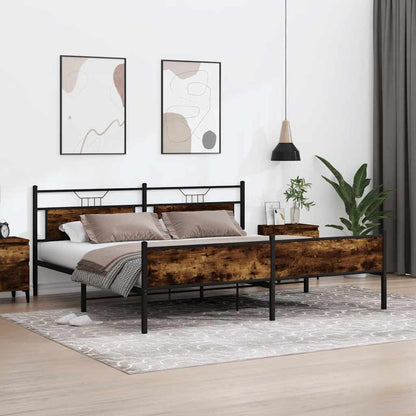 Bedframe zonder matras metaal gerookt eikenkleurig 200x200 cm