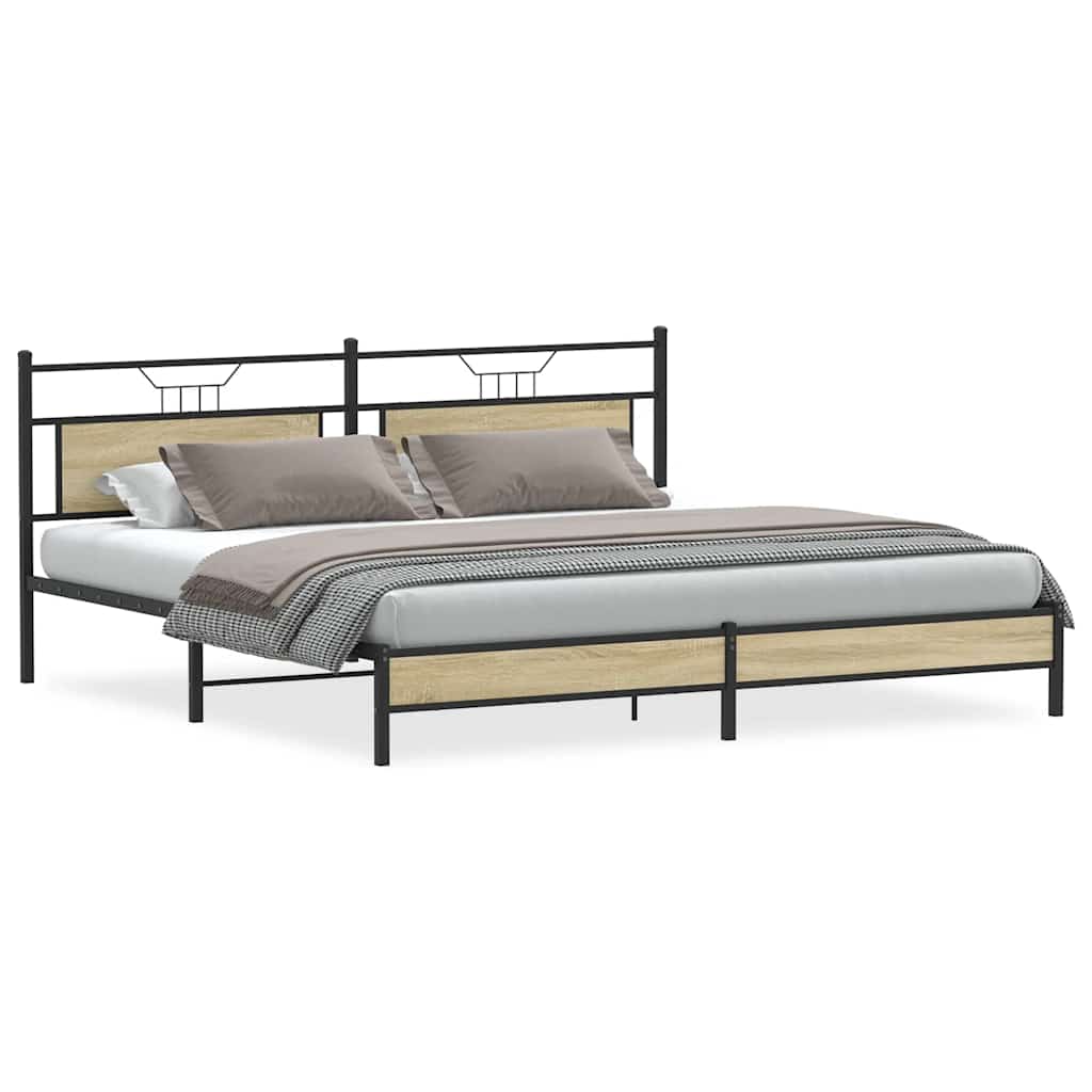 Bedframe zonder matras metaal sonoma eikenkleurig 193x203 cm