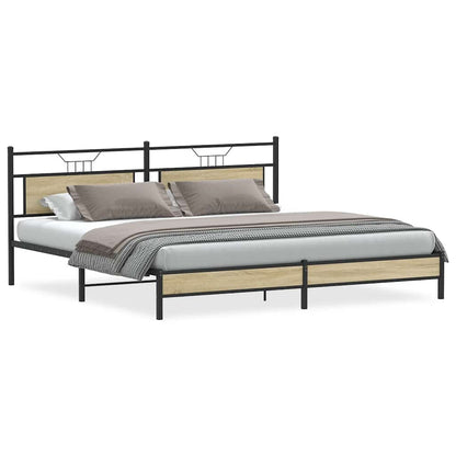 Bedframe zonder matras metaal sonoma eikenkleurig 193x203 cm
