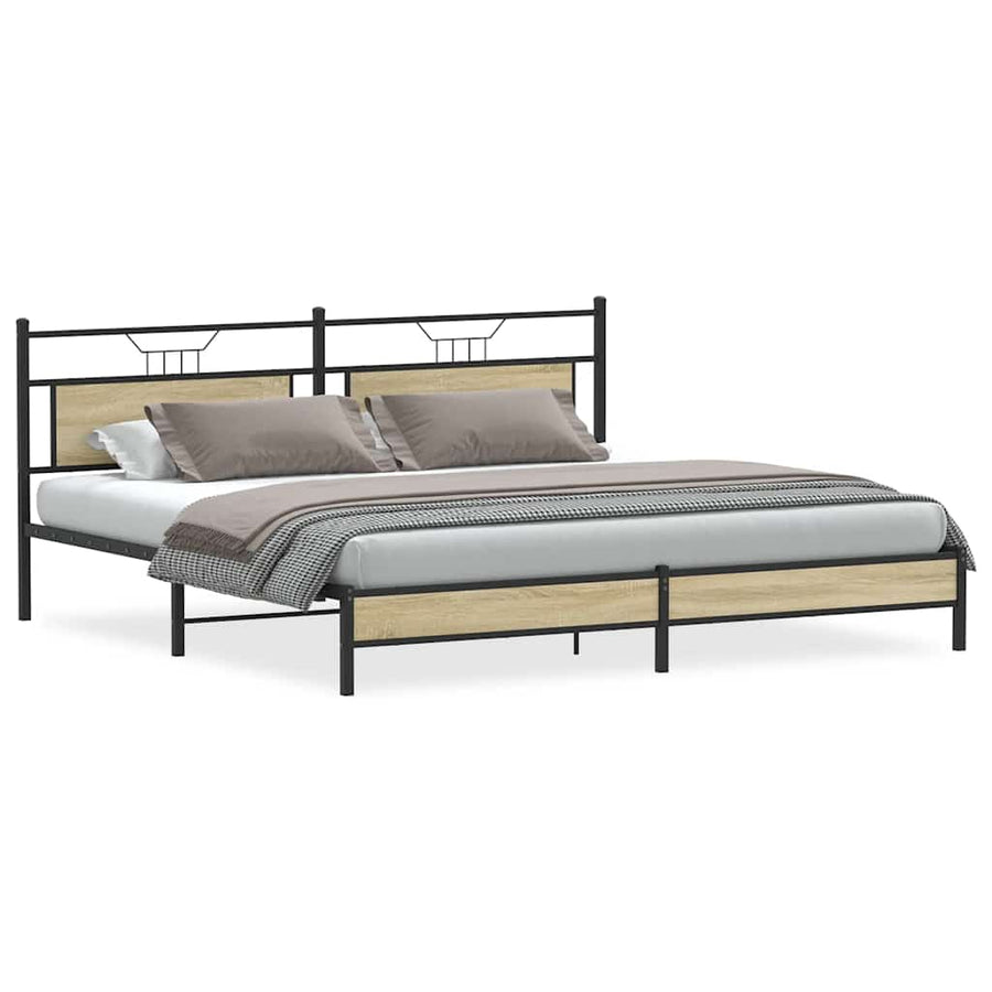 Bedframe zonder matras metaal sonoma eikenkleurig 193x203 cm