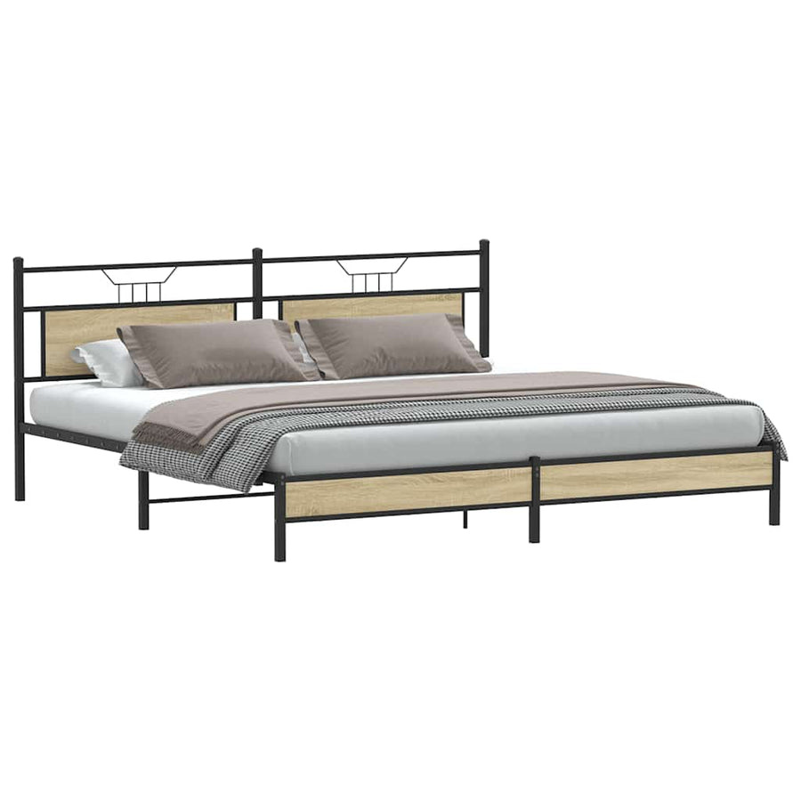 Bedframe zonder matras metaal sonoma eikenkleurig 193x203 cm
