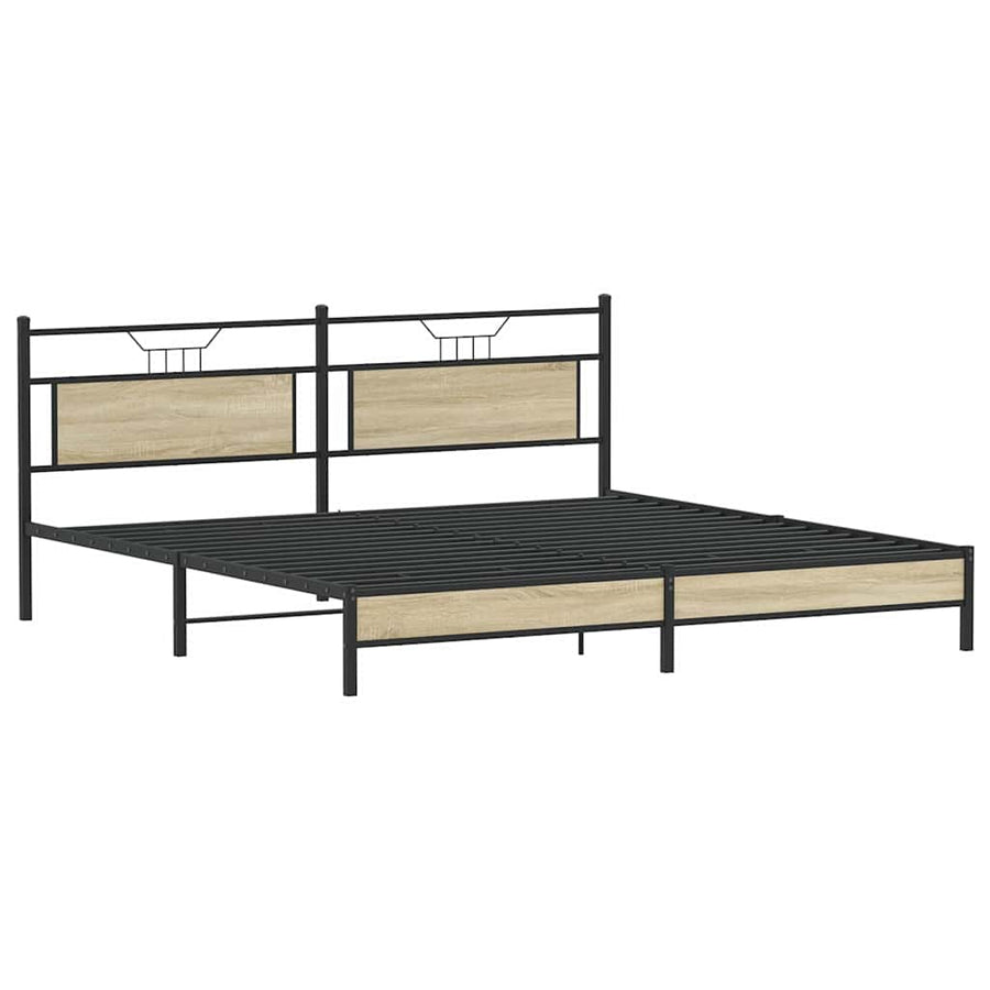 Bedframe zonder matras metaal sonoma eikenkleurig 193x203 cm