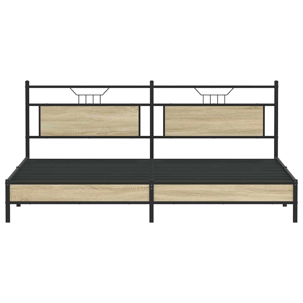 Bedframe zonder matras metaal sonoma eikenkleurig 193x203 cm