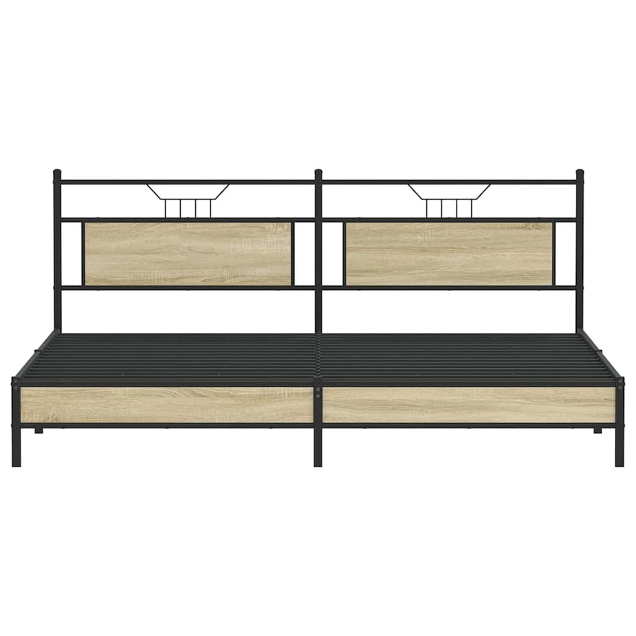 Bedframe zonder matras metaal sonoma eikenkleurig 193x203 cm