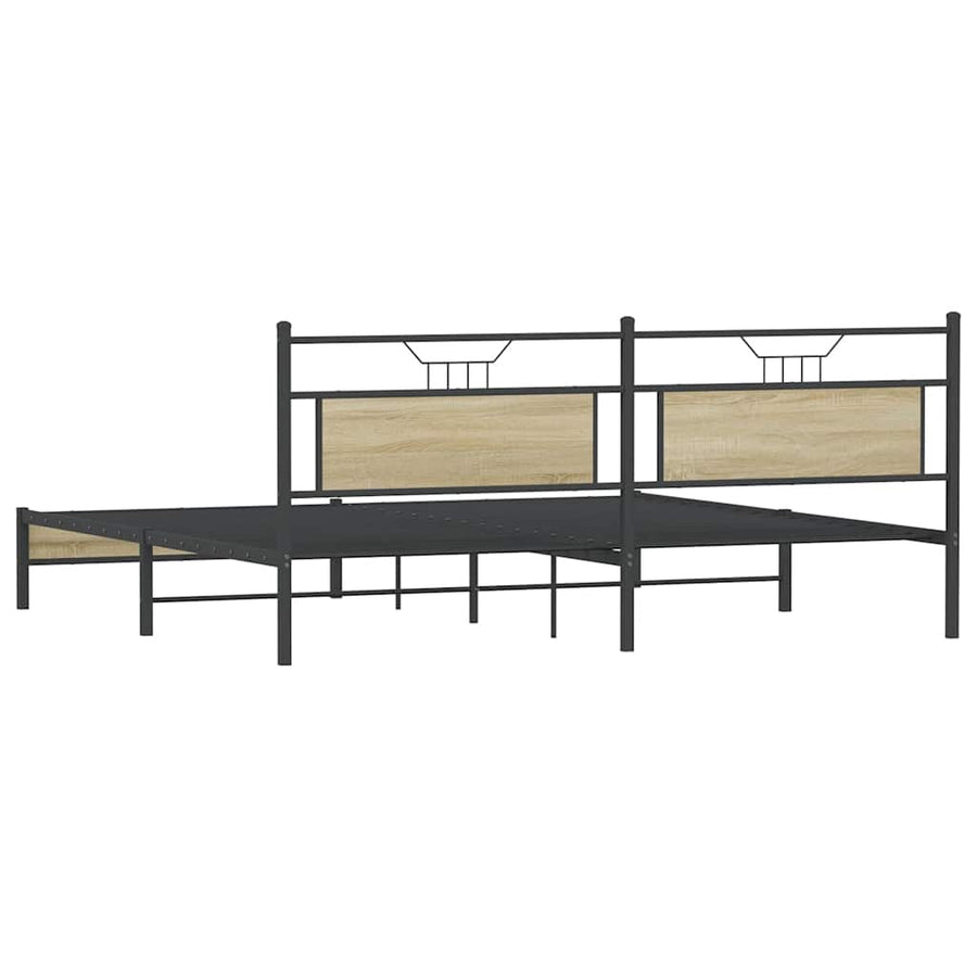 Bedframe zonder matras metaal sonoma eikenkleurig 193x203 cm