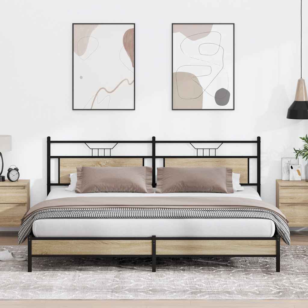 Bedframe zonder matras metaal sonoma eikenkleurig 193x203 cm