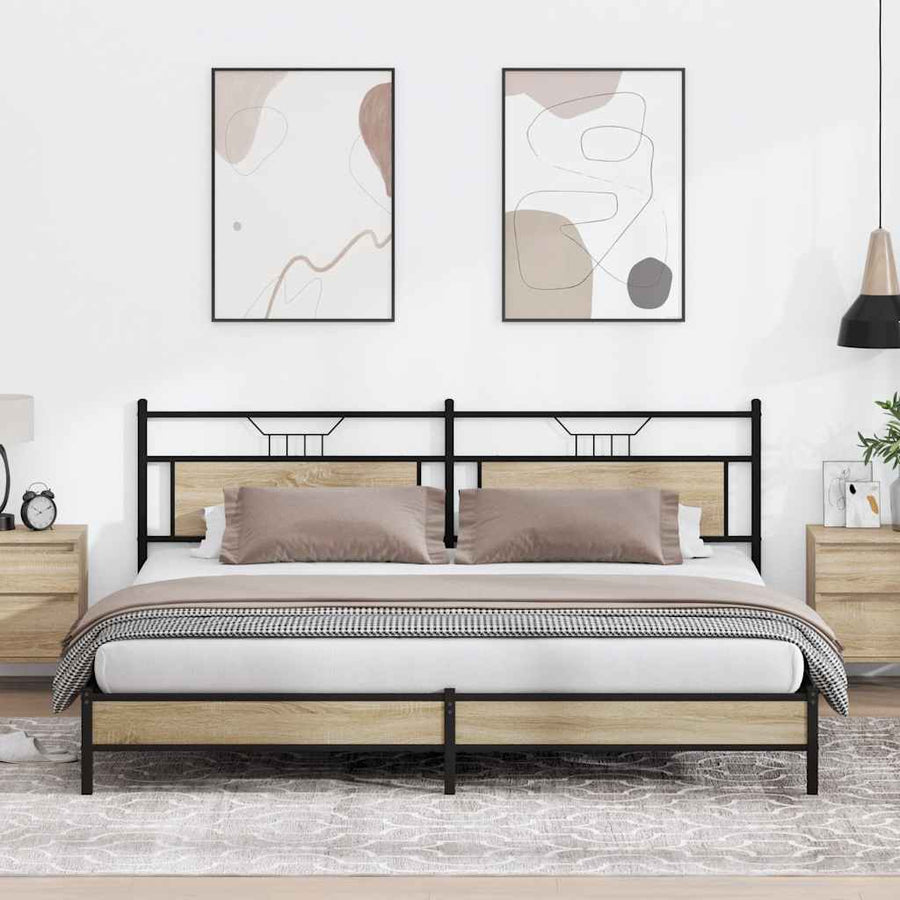 Bedframe zonder matras metaal sonoma eikenkleurig 193x203 cm