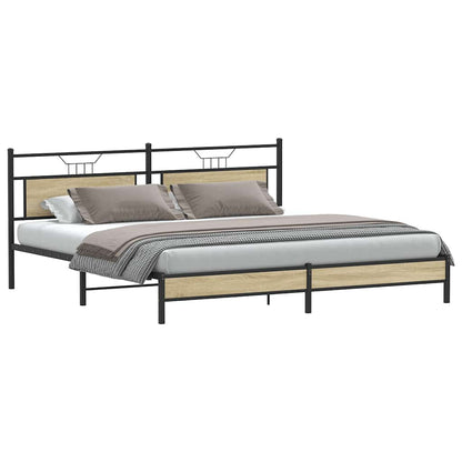 Bedframe zonder matras metaal sonoma eikenkleur 200x200 cm