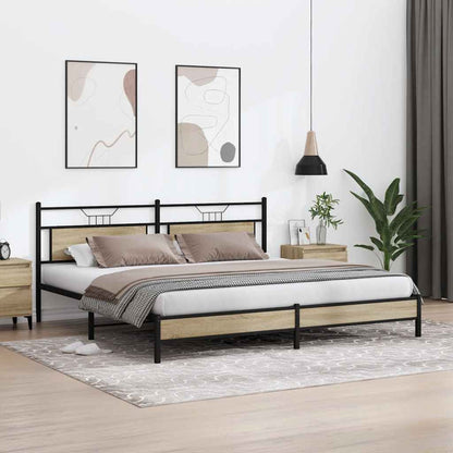 Bedframe zonder matras metaal sonoma eikenkleur 200x200 cm