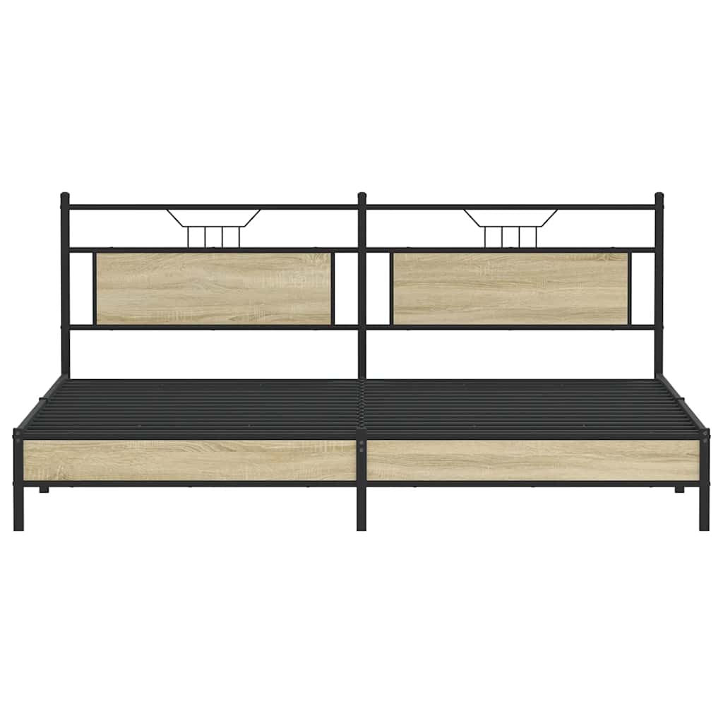 Bedframe zonder matras metaal sonoma eikenkleur 200x200 cm