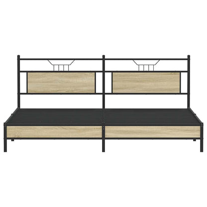 Bedframe zonder matras metaal sonoma eikenkleur 200x200 cm