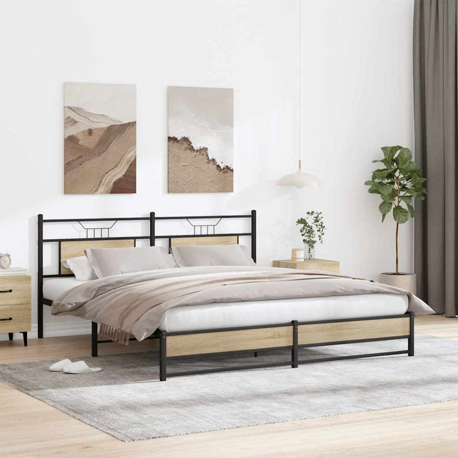 Bedframe zonder matras metaal sonoma eikenkleurig 180x200 cm