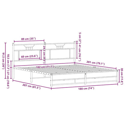 Bedframe zonder matras metaal sonoma eikenkleurig 180x200 cm