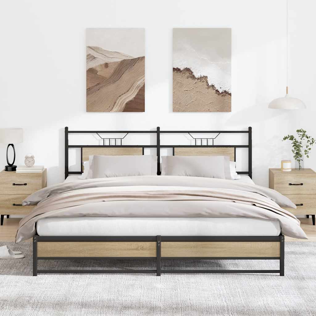 Bedframe zonder matras metaal sonoma eikenkleurig 180x200 cm