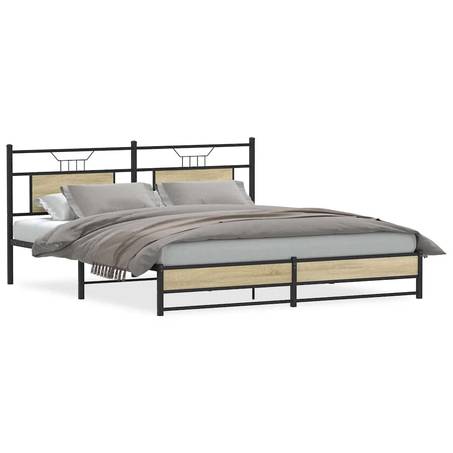 Bedframe zonder matras metaal sonoma eikenkleurig 183x213 cm