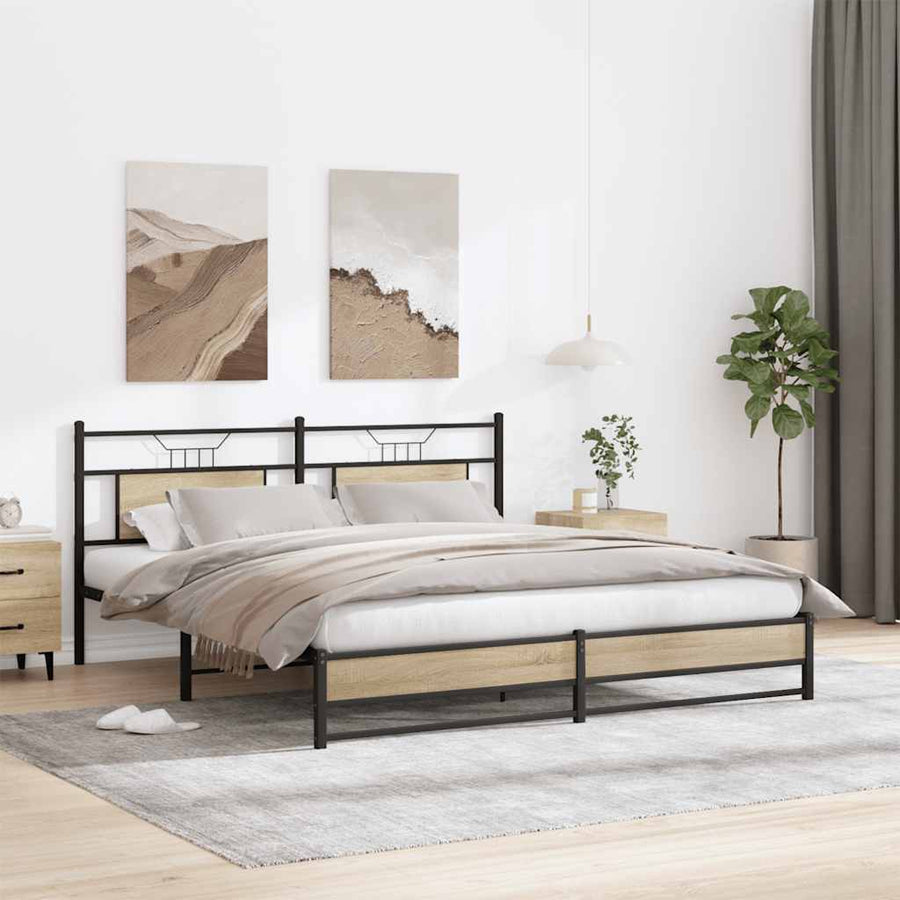 Bedframe zonder matras metaal sonoma eikenkleurig 183x213 cm