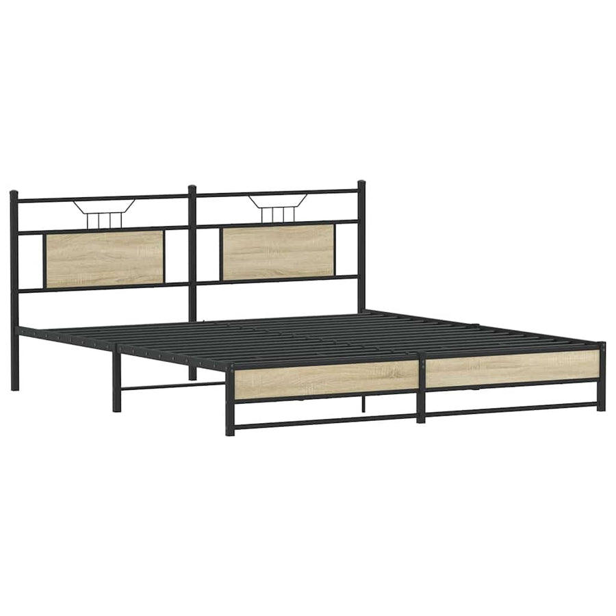 Bedframe zonder matras metaal sonoma eikenkleurig 183x213 cm