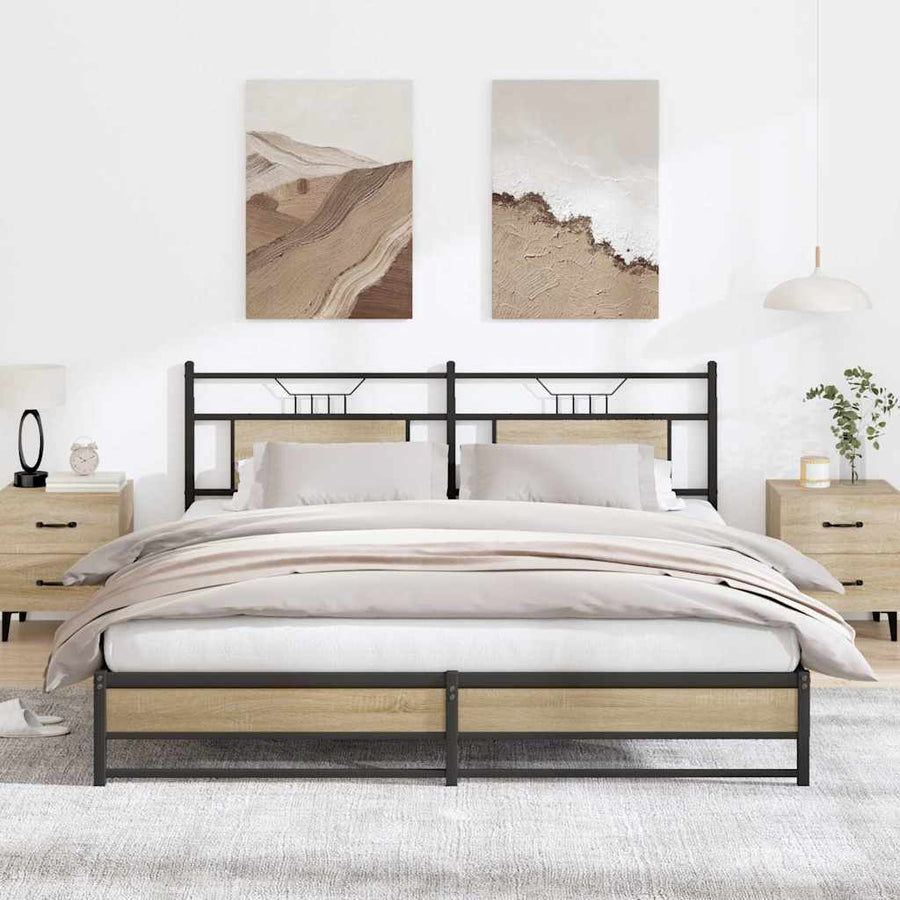 Bedframe zonder matras metaal sonoma eikenkleurig 183x213 cm
