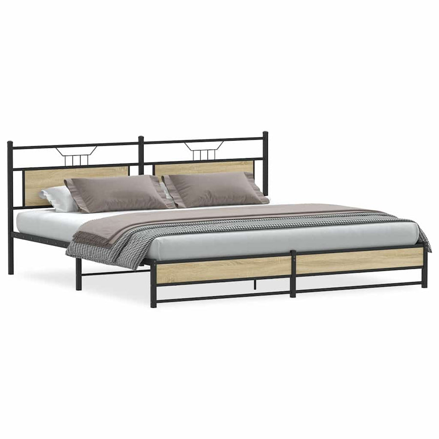 Bedframe zonder matras metaal sonoma eikenkleurig 193x203 cm