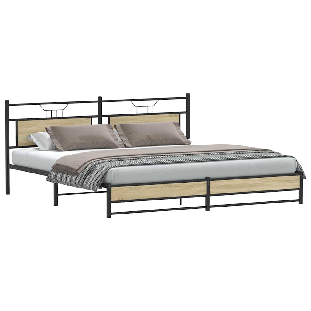 Bedframe zonder matras metaal sonoma eikenkleurig 193x203 cm