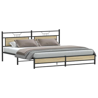 Bedframe zonder matras metaal sonoma eikenkleurig 193x203 cm