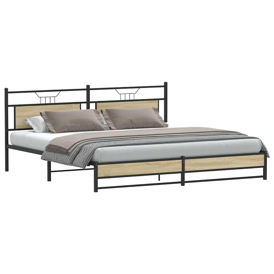 Bedframe zonder matras metaal sonoma eikenkleurig 193x203 cm