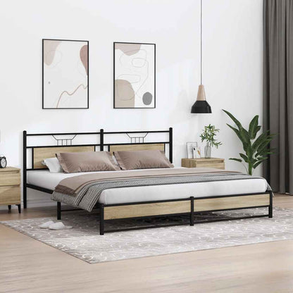 Bedframe zonder matras metaal sonoma eikenkleurig 193x203 cm