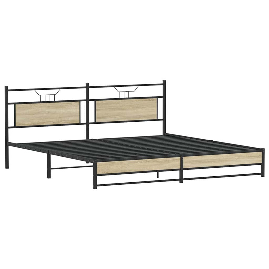 Bedframe zonder matras metaal sonoma eikenkleurig 193x203 cm