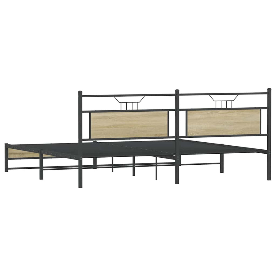 Bedframe zonder matras metaal sonoma eikenkleurig 193x203 cm