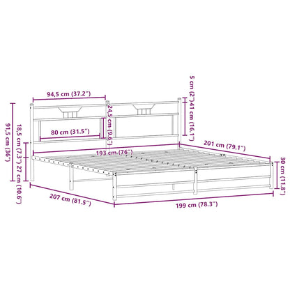 Bedframe zonder matras metaal sonoma eikenkleurig 193x203 cm