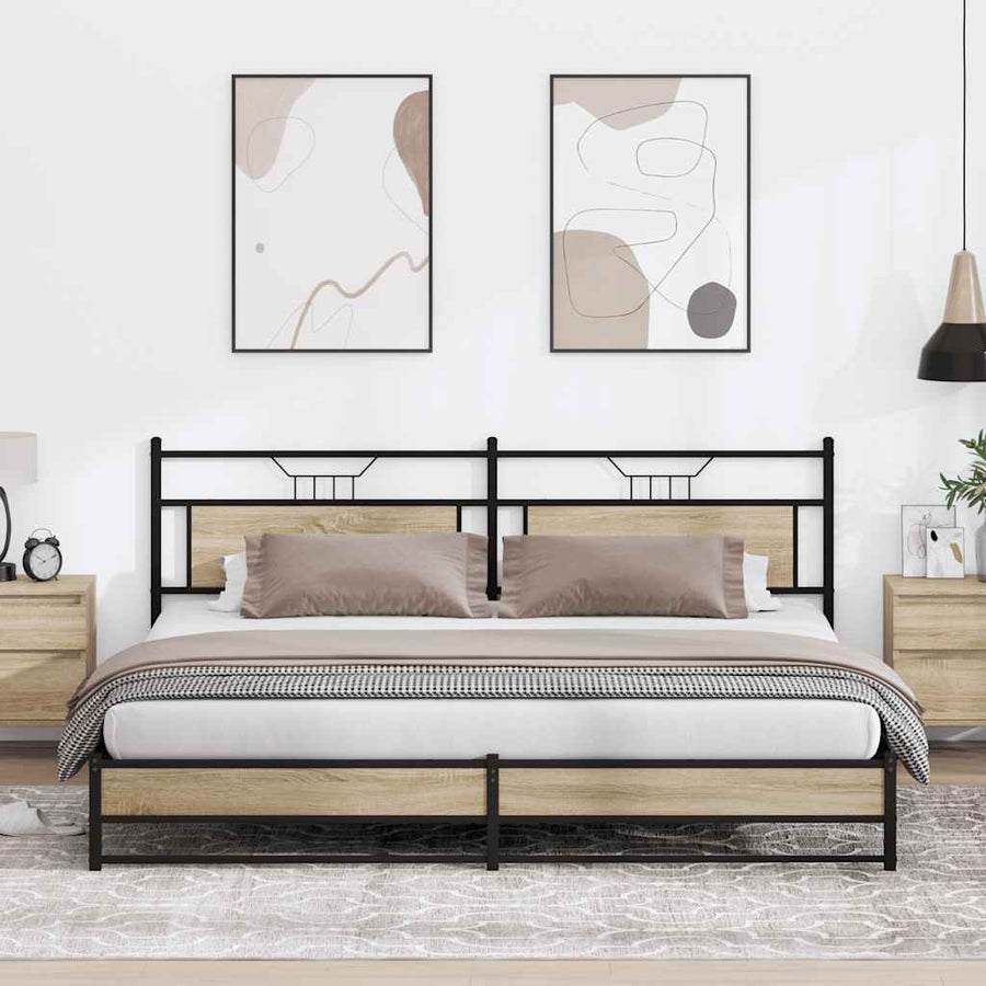 Bedframe zonder matras metaal sonoma eikenkleurig 193x203 cm