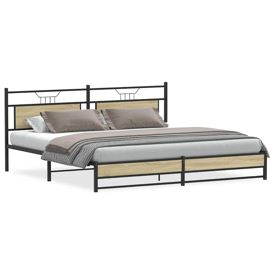 Bedframe zonder matras metaal sonoma eikenkleur 200x200 cm