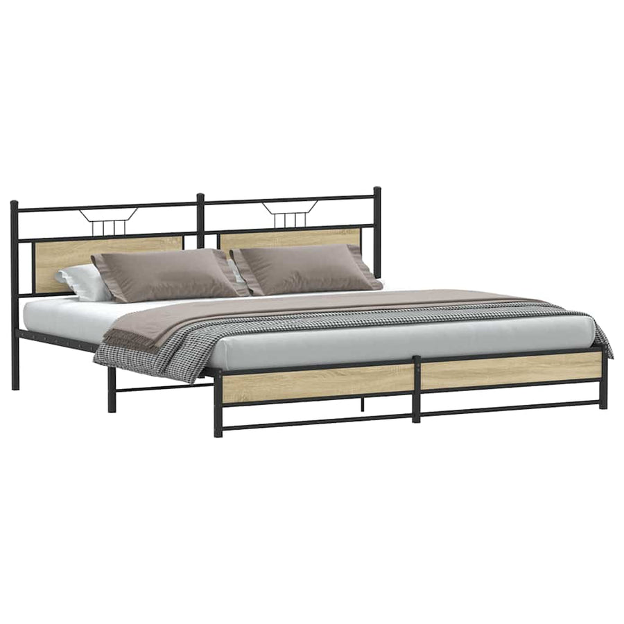 Bedframe zonder matras metaal sonoma eikenkleur 200x200 cm