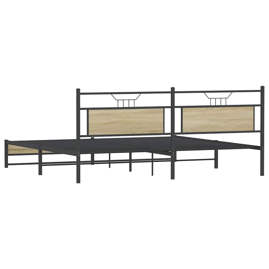 Bedframe zonder matras metaal sonoma eikenkleur 200x200 cm