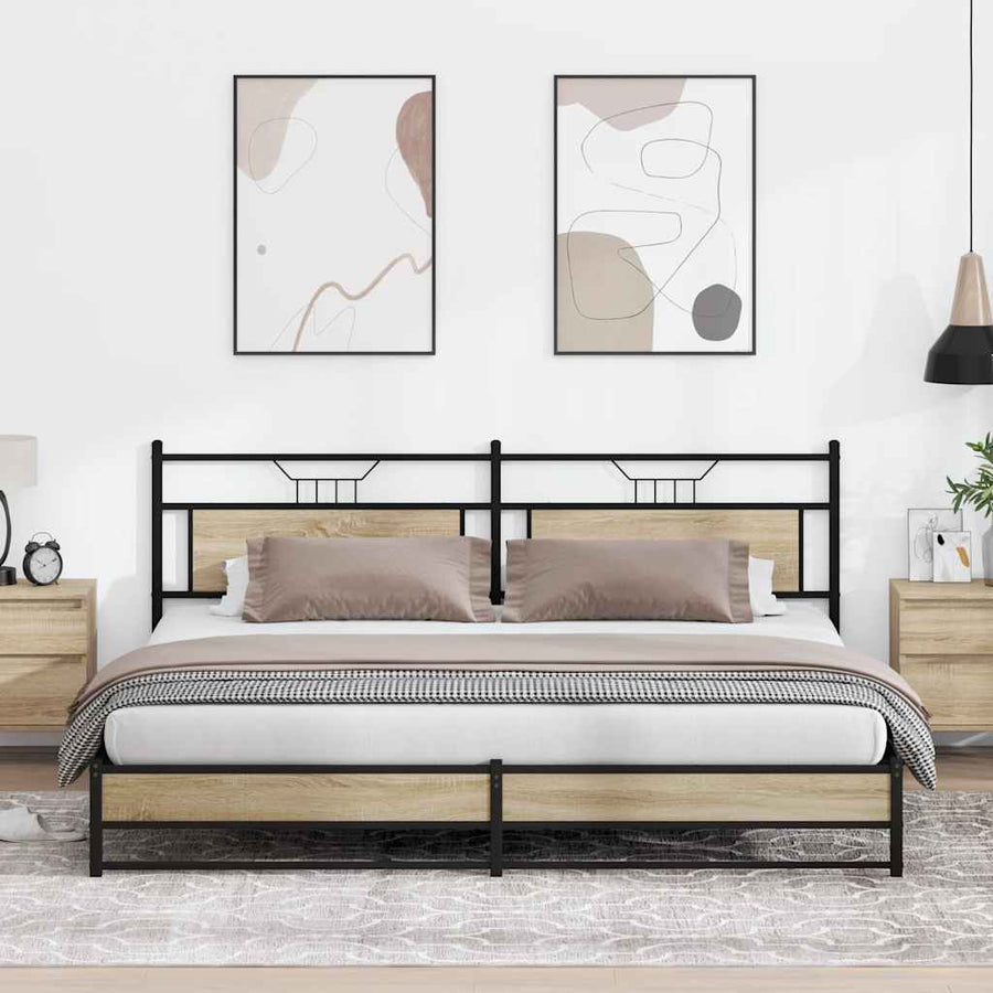 Bedframe zonder matras metaal sonoma eikenkleur 200x200 cm