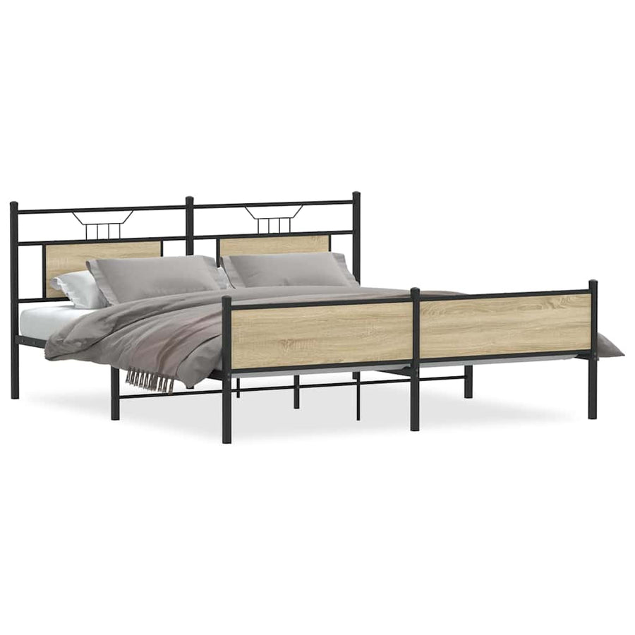 Bedframe zonder matras metaal sonoma eikenkleurig 160x200 cm