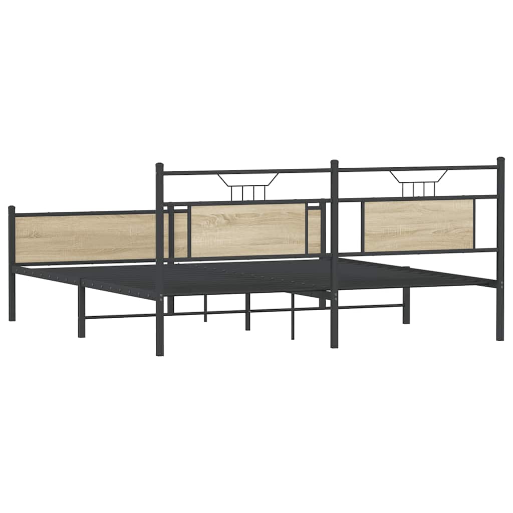 Bedframe zonder matras metaal sonoma eikenkleurig 160x200 cm
